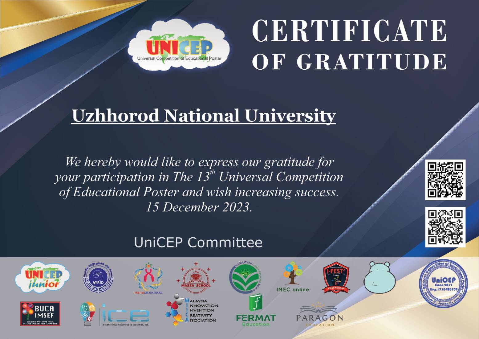 Студенти УжНУ стали призерами міжнародного творчого конкурсу навчальних постерів UniCEP